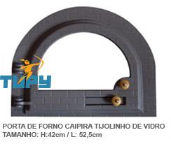 PORTA DE FORNO CAIPIRA TIJOLINHO VIDRO N04 PRETO 41HX44,5L