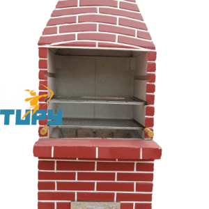 CHURRASQUEIRA C. TIJOLINHO MED. VERMELHA C/BANCADA+KIT INOX