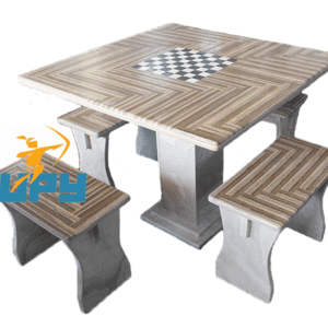 CONJ. MESA PEDRA FRIA MOD.DAMA QUAD. 1X1 M + 4 BANCOS