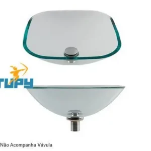 CUBA VIDRO QUARTZO CRISTAL 42X42X14 S/ VALVULA