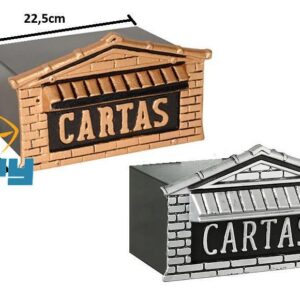 CAIXA DE CORREIO CARTAS COLONIAL PRATA/DOURADA PEQ. 22,5X11X10,5