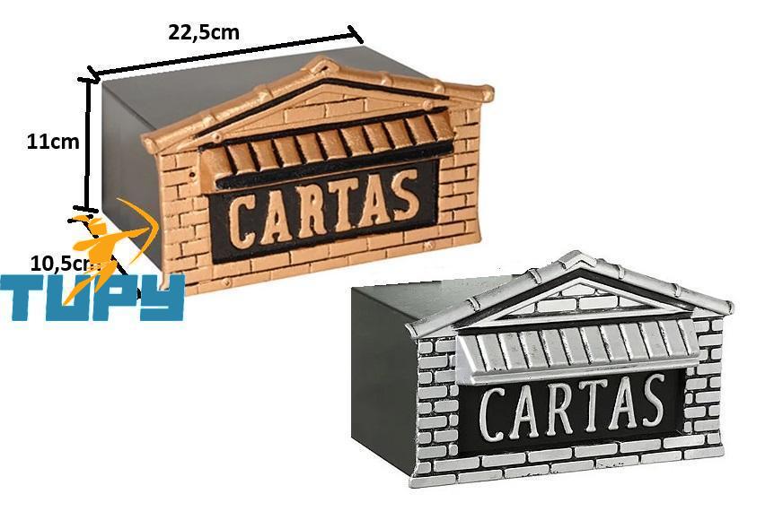CAIXA DE CORREIO CARTAS COLONIAL PRATA/DOURADA PEQ. 22,5X11X10,5